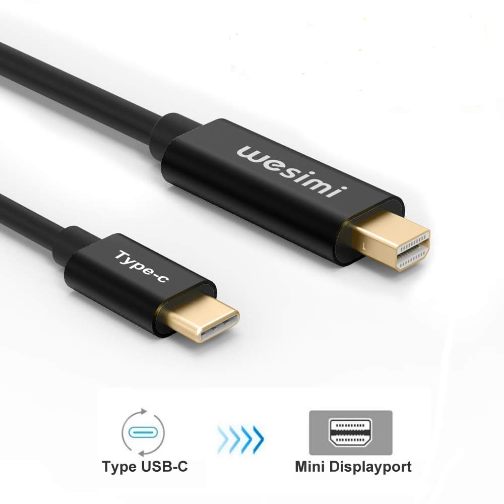 USB C to Mini Displayport Cable,wesimi USB-C Type c to Mini DisplayPort/Mini DP Adapter Cable 6FT with Aluminium Case Support 4K 60HZ Resolution for Apple New MacBook Pro 2017, Samsung Galaxy S8
