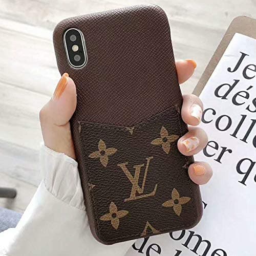 Viyi iPhone X Xs Case Elegant Luxury PU Leather Monogram Pattern Classic Style Cover,Case PU Leather with Card Holder Slot Cover for Apple iPhone X Xs