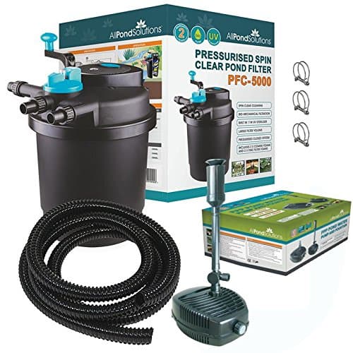 Pressurised Koi Fish Pond Filter Complete Kit with Pond Pump and UV Steriliser Light All in one - Ponds Up to 5000 litres - PFC-5000-KIT-FOUNTAIN
