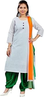 Girls White Color Cotton Embroidery Kurti