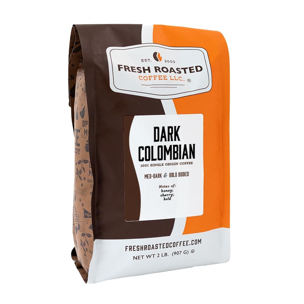 Fresh Roasted Coffee,100% Dark Colombian, 2 lb (32 oz), Med-Dark Roast, Whole Bean, Kosher