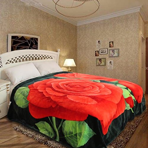 ShiGo Korean Tech Heavy Weight King Size Super Soft Luxury Blanket-Big Roses