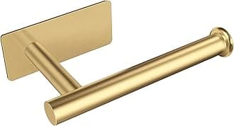 YUET Gold Toilet Roll Holder Wall Mounted, 3M self Adhesive Toilet Roll Holder SUS 304 Stainless Steel Toilet Paper Holder No Drilling for Bathroom (Brushed Brass)