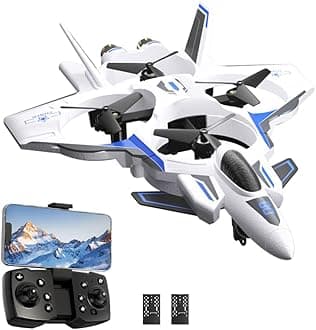 Remote Control Airplane,RC Fighter Jet, 2.4GHz 4CH RC Plane with 8K Camera, Foam RC Aircraft Glider 3D Flip, Altitude Hold, Gesture Photography Drone for Adults Teens Beginners Dark White