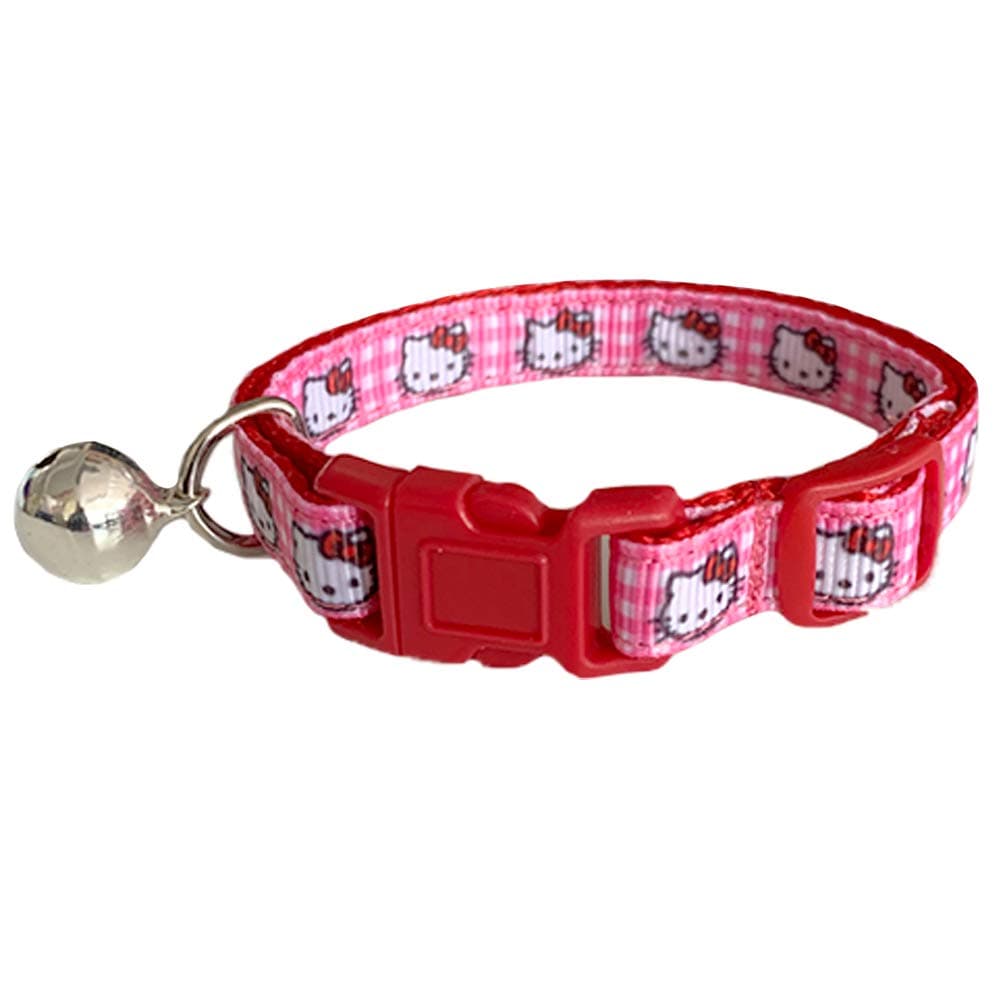 Spoilt Rotten Pets Pink Gingham Kitty Face Cat Collar With Bell & Safety Buckle, Multicolor