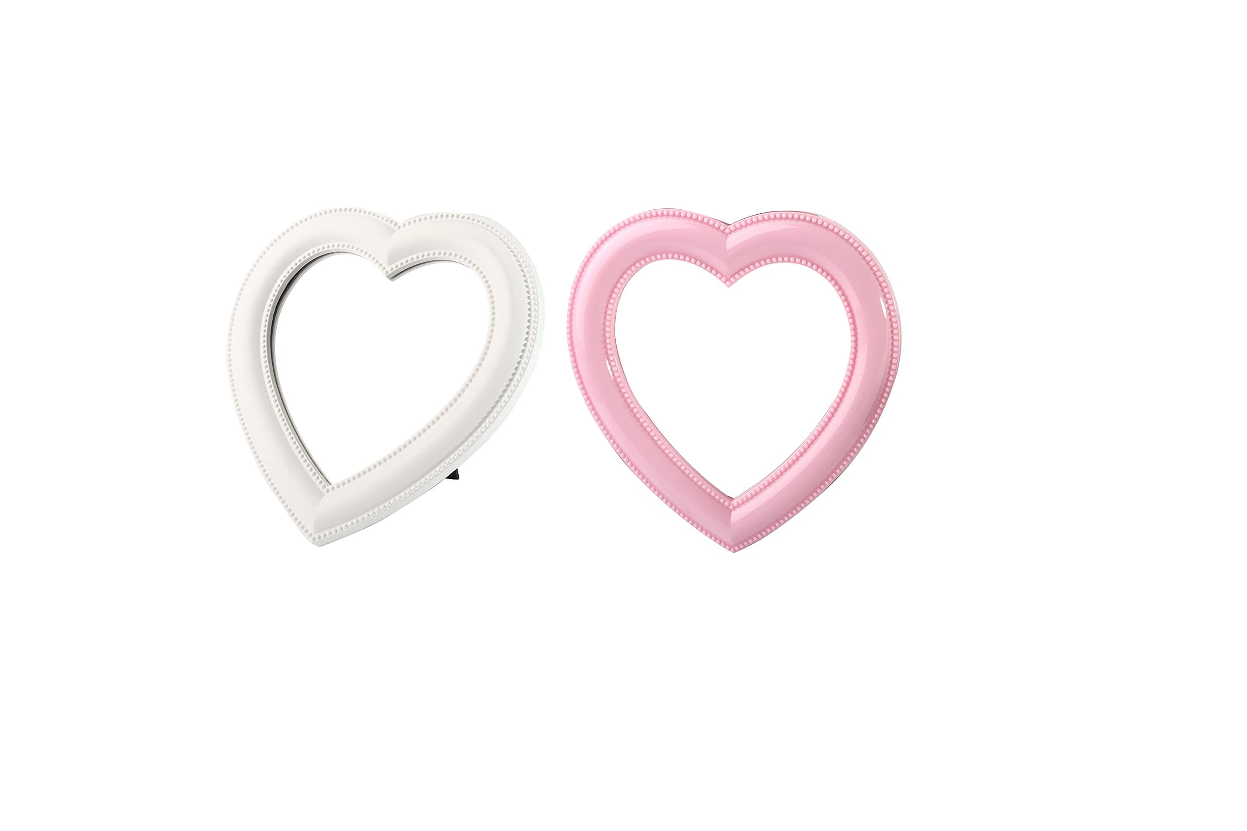 Wowagoga 2 Pack Cute Heart Shaped Mirror Heart Mirror Table Mirror Bedroom Mirror Cosmetic Mirror Wall Decor for Women Girls
