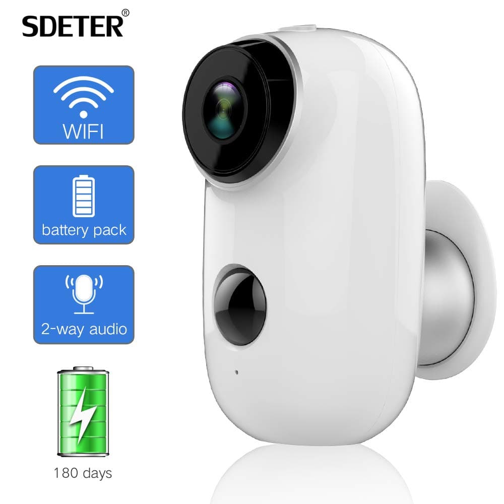 SDETER Outdoor Security Camera, 1080P Wireless Rechargeable Battery Powered Surveillance System,WiFi IP Hd CCTV Video House Monitor
