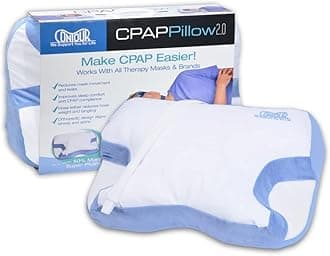 CPAP Pillow 2.0 | 2-in-1 Cooling Plush CPAP Comfort Pillow | Reduce Air Leaks & Mask Pressure, Hose Tangles, Mask Discomfort & Adjust Thickness, for Side, Stomach, Back Sleepers - White