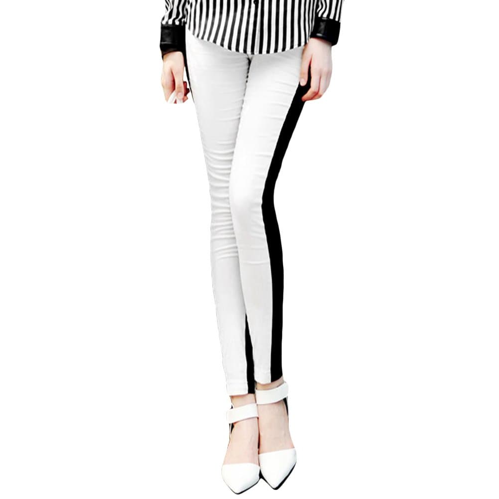 Locomo Women Half White Front Black Back Legging FFT041 S-M Black White