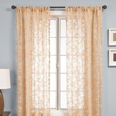 Badi Scroll Rod Pocket Panel in Champagne Size: 96"L x 54"W