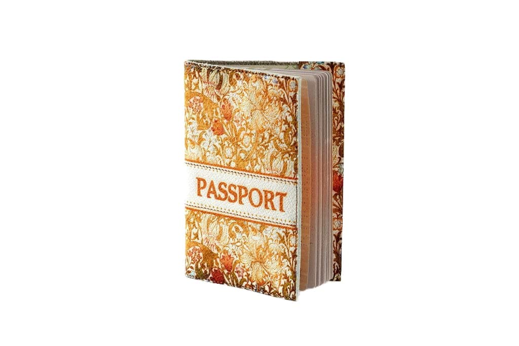 GOLDEN FLOWER - Handmade Embossed Leather Document Passport Cover