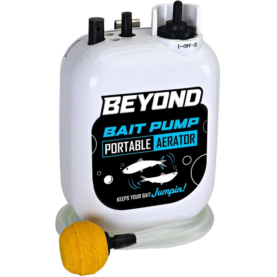 Beyond Bait Pump Portable Live Bait Aerator - Long Lasting Battery Powered Bubbler - Water Resistant Design- XL Air Stone Keep Your Bait Alive Longer