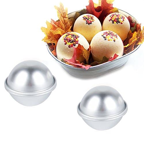 Metal Bath Bomb Mold -2 Molds (4 pieces) - 2.56" Diameter --Great for DIY Homemade Ball Bombs and Fizzies