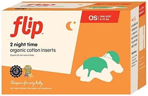 Flip Organic Night Time Inserts - Made with 100% Organic Cotton - 2 Pack