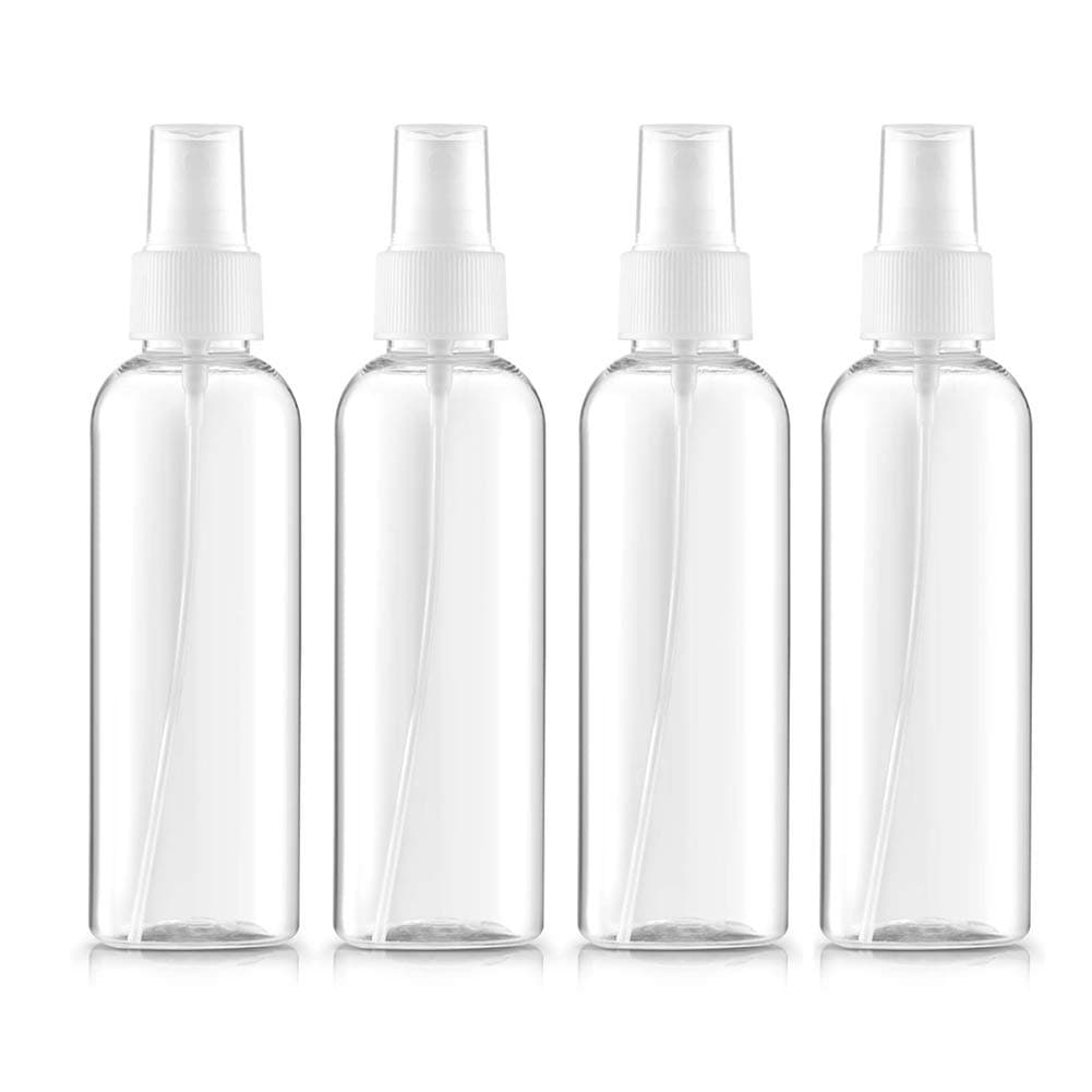 Beito 4PCS/SET Clear Plastic Spray Mist Bottles Reusable Fine Mist Spray Bottles Pipette Atomiser Liquid Container For Essential Oils, Travel, Perfumes(100ml,3.5oz)