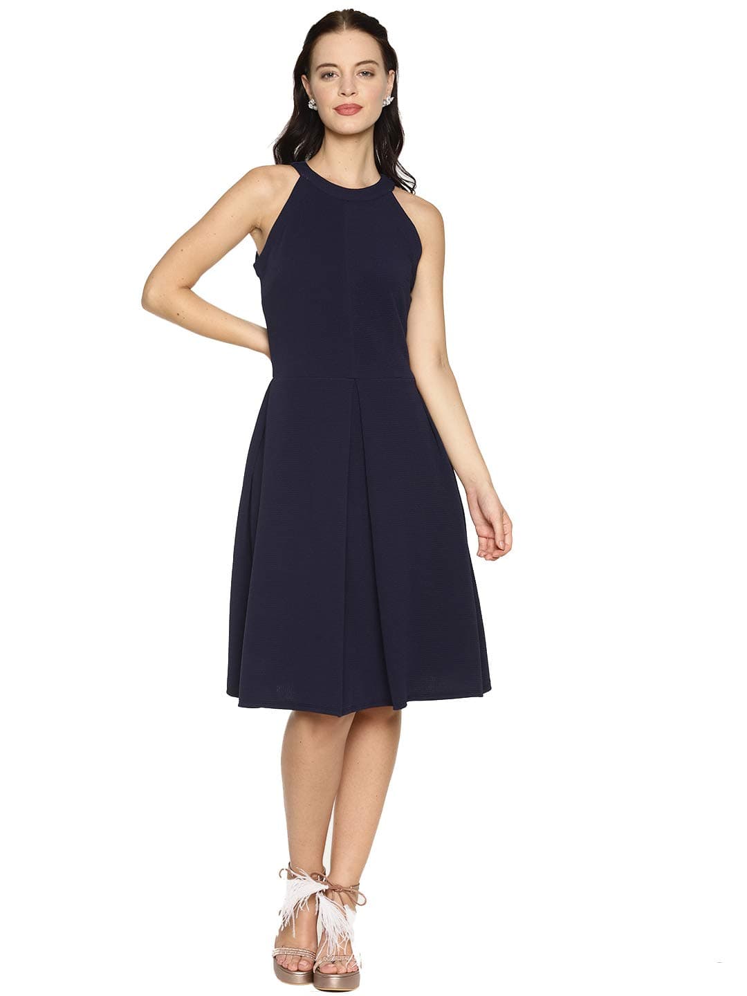 AARA Women's Polyester A-Line Midi Wedding Dress