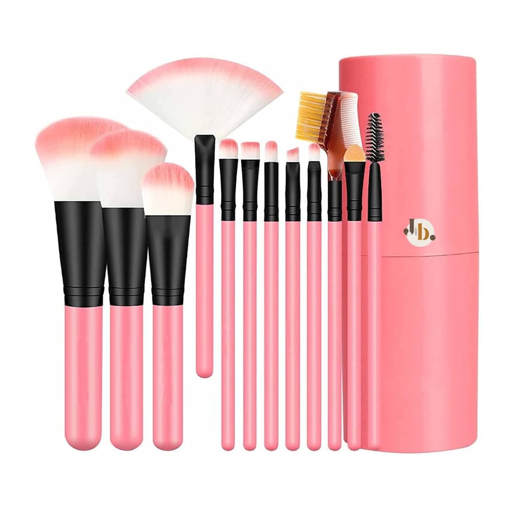 Zeenu Creation Professional Luxury Makeup Brush Set with Storage Box - 12 Piece Pink Brushes Makeup Kit for Girls (Pack of 12)
