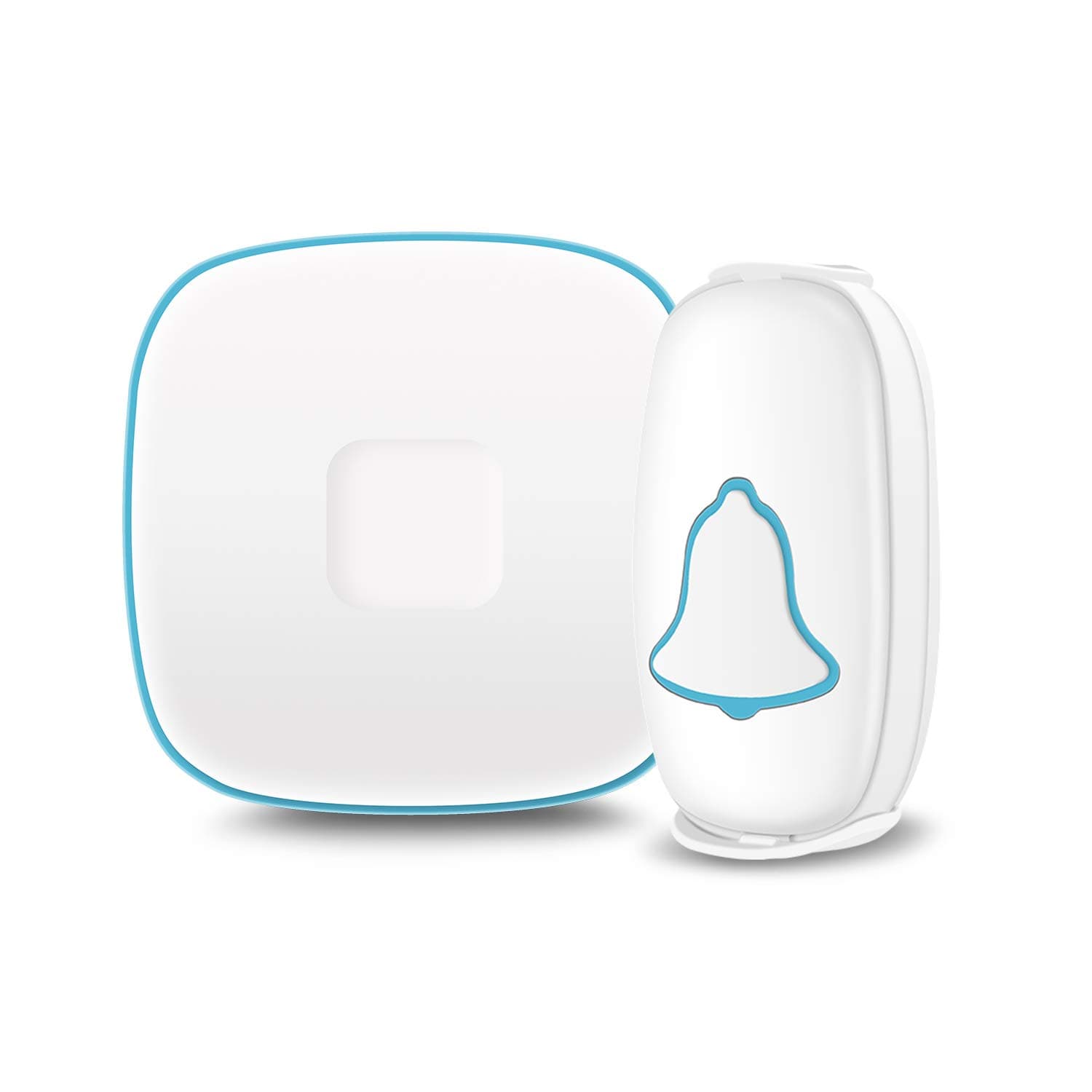 BO YING Wireless Doorbell, Bo Ying Waterproof Door Bell with 38 Melodies and Led Flash, Easy Install, 1000-Foot Range,1 Push Button & 1 Receiver, White