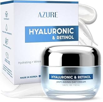Azure Cosmetics Hyaluronic Acid Moisturizer Face Cream - Dermatologist Tested, Anti-Aging Retinol Cream for Dark Spots, Fine Lines & Wrinkles - Clean Beauty, Korean Skincare - All Skin Type - 1.69 oz