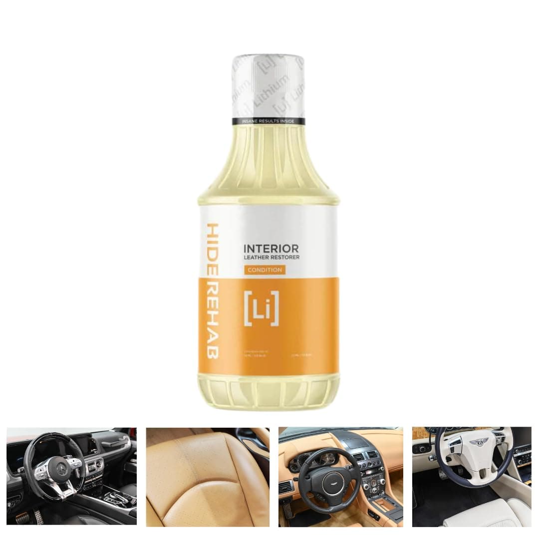 Lithium Auto Elixirs Hide Rehab Leather Conditioner - Most Effective Way to Restore, Moisturize and Rehydrate Car Leather. Protects from U.V. Rays, Stops Drying, Cracking. All Natural