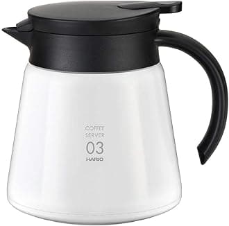 Hario V60 Insulated Metal Server, 800ml, White