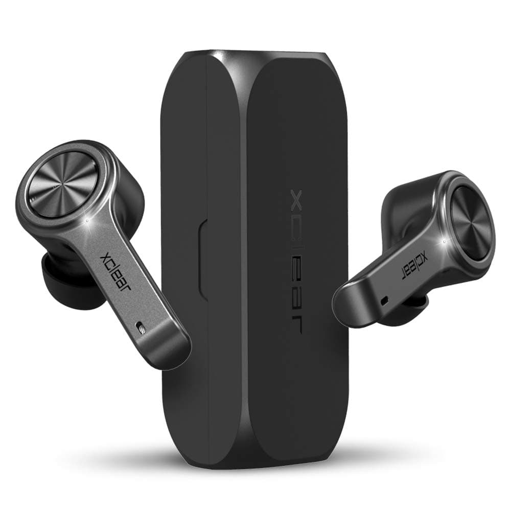XClearWireless Earbuds with Immersive Sounds True 5.0 Bluetooth in-Ear Headphones with Charging Case/Quick-Pairing Stereo Calls/Built-in Microphones/IPX5 Sweatproof/Pumping Bass for Sports Black