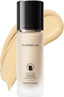 CARSLAN Lasting Cover Foundation, 24H Longlasting Full Coverage Matte Finish Face Makeup, Poreless, Lightweight, Waterproof, Oil Free Liquid Foundation, W01
