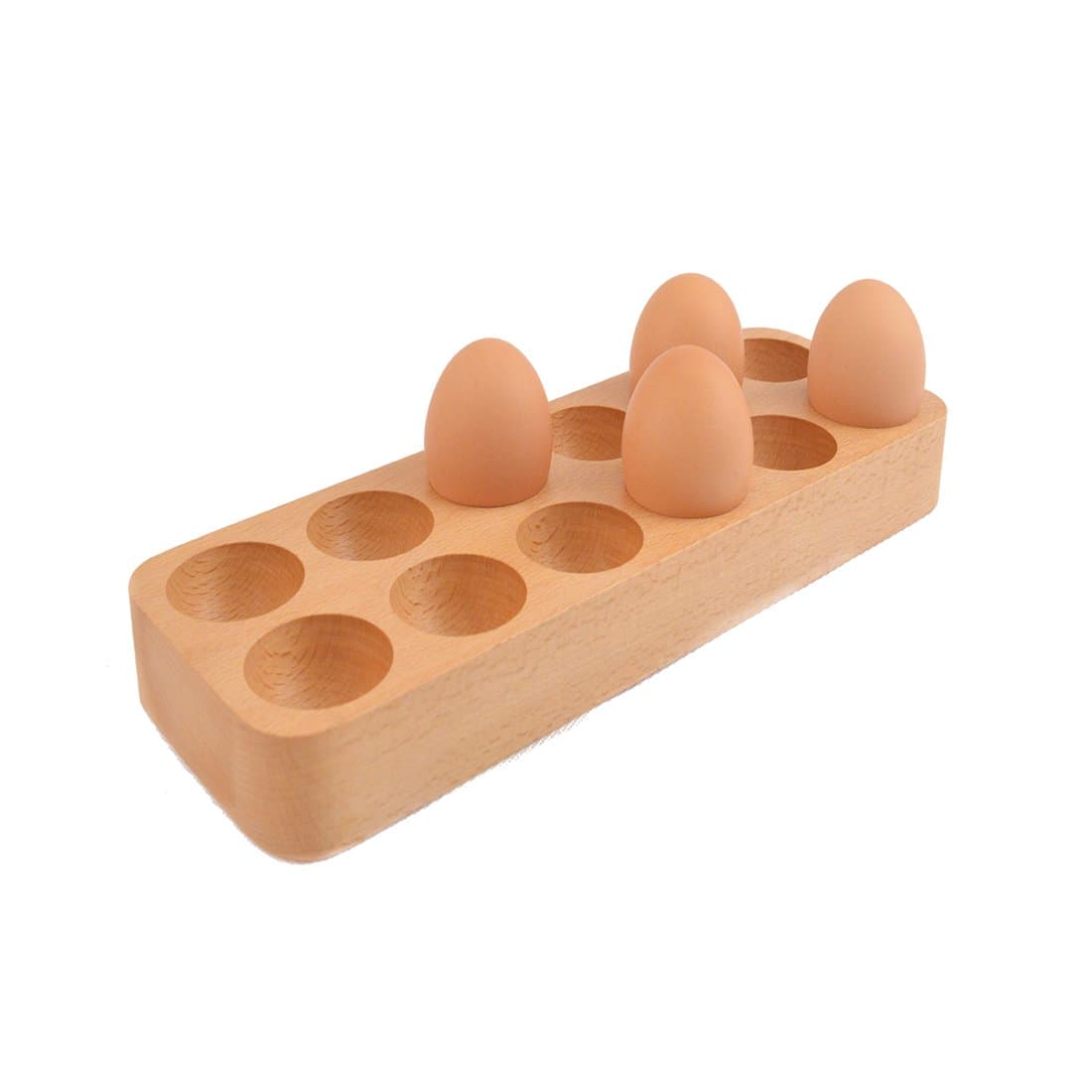 Eazeehome 12 Egg Holder Collection Kitchen Storage Tray Beech Wooden Rack Decoration Pot Succulent Plants Candle Base