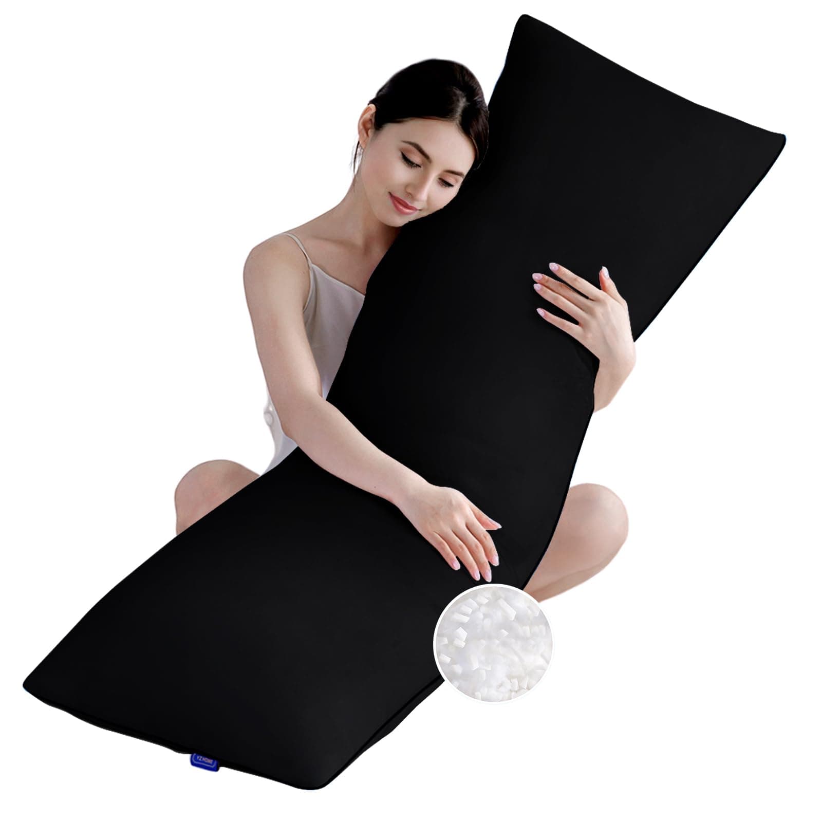 YZ HOME Memory Foam Body Pillow Insert - Full Body Pillow for Adults - Soft Large Long Bed Pillow for Side Sleeper(20x54 Inch, Black)