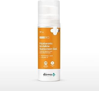 The Derma Co Hyaluronic nvisible All Skin Type Sunscreen Gel With Hyaluronic Acid & Vitamin E For No White Cast 50 SPF Sun Protection - 50G