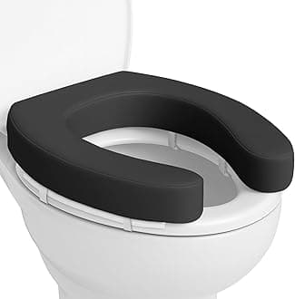 Vive Toilet Seat Cushion (Soft Cushioned Foam) - Easy Clean Padded Bathroom Attachment - Elongated, Standard Seats - Comfort and Support Donut for Handicap, Adults (2" Cushioned Foam, Black)