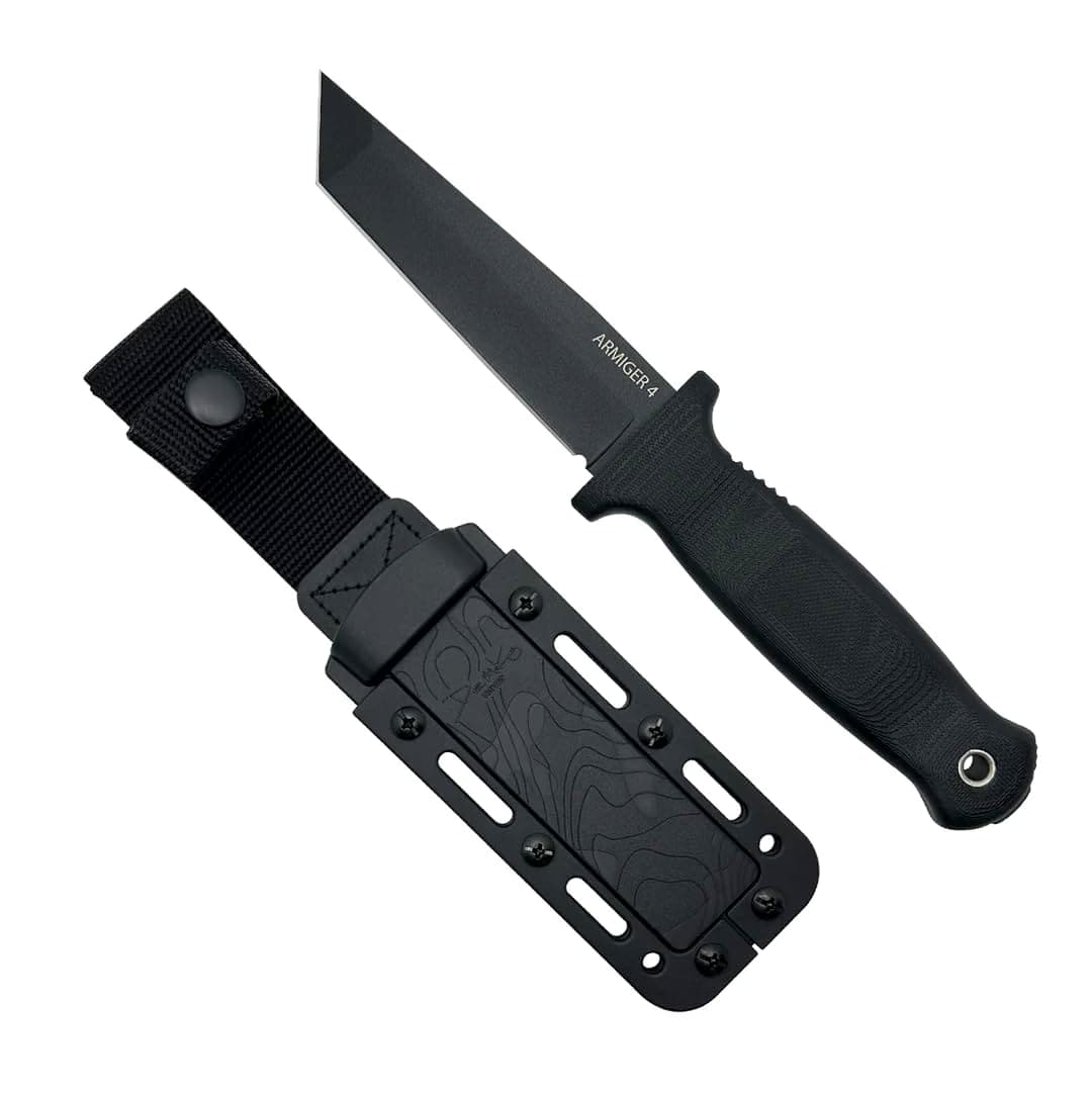 Demko Knives Armiger Fixed Blade with Sheath- Armiger 2 & Armiger 4 - Clip Point Spear Point Tanto Shark Foot Serrated Full Tang