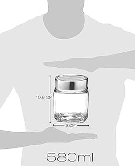 Vency Cube Jar 580ml, Transparent Storage Container Glass Jar for Spices and More (Set Of 8)