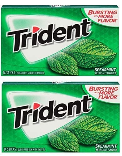Trident Spearmint Twist Sugar Free Gum,14 Sticks (Pack of 2)