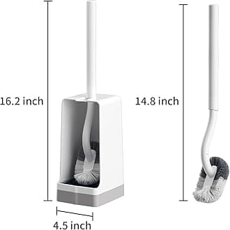Marbrasse Bathroom Toilet Bowl Brush and Holder, Curved Design Toilet Brush for Deep Cleaning Under Rim, Best Toilet Brush Set, Compact Toilet BowlCleaner Brush for Bathroom, 2 Pack
