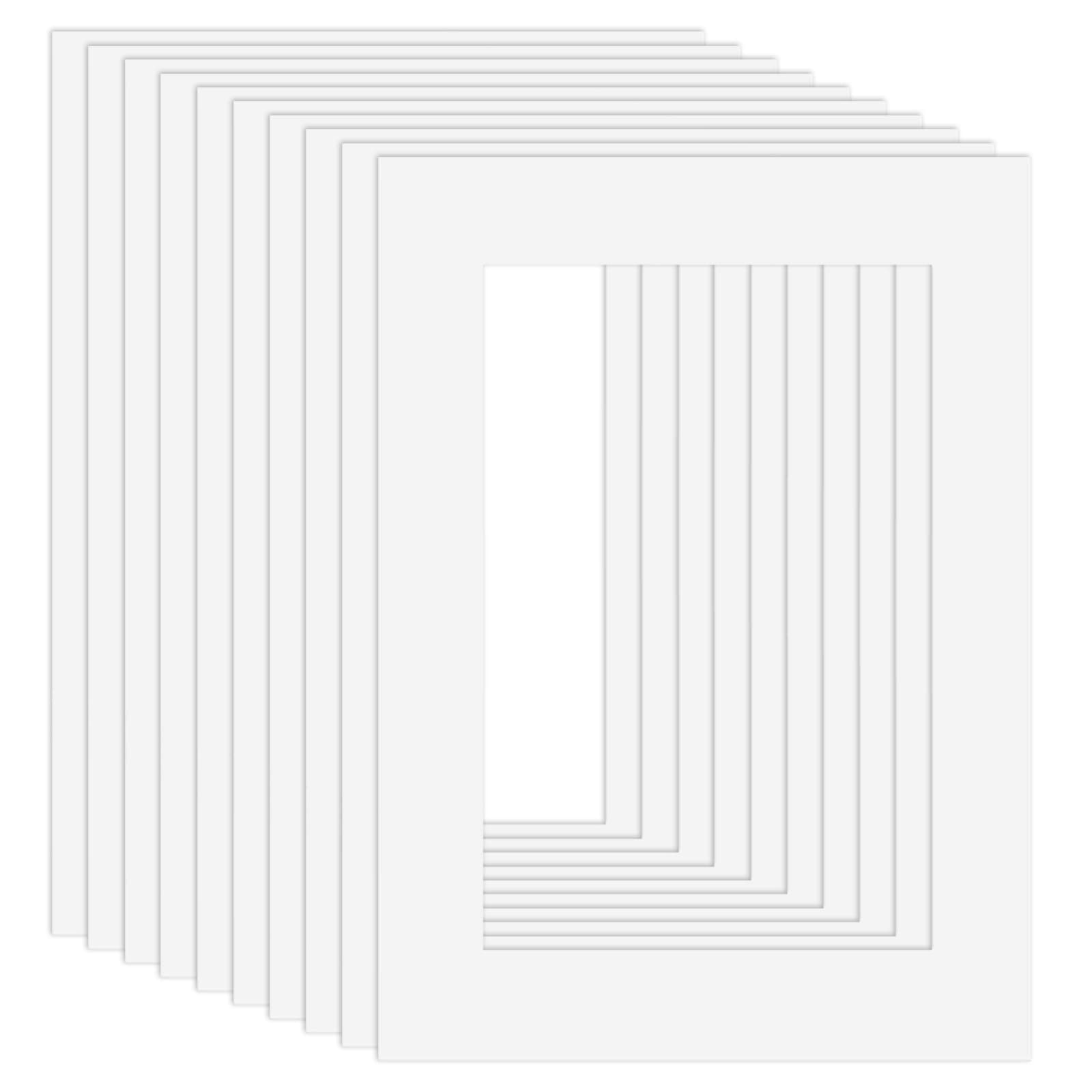 A4 Picture Mounts for Frames, 10pcs Pictures Frame Mounts Mats White Rectangular Photo Mats Boards for 7.5x5.5 inch Image Display Artwork