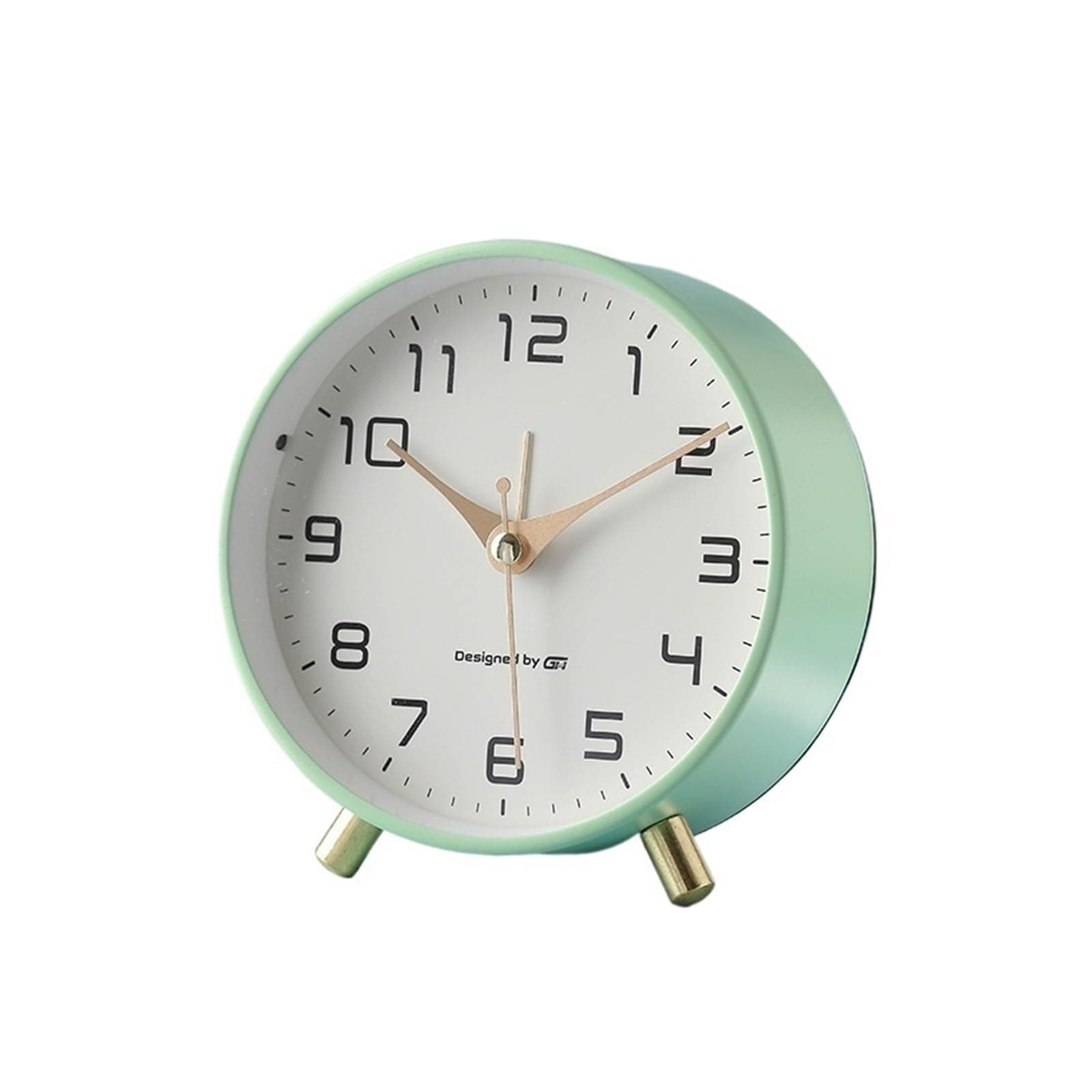 Bedside clock Luxury Alarm Clock Mute Children's Student Desk Table Clock Bedroom Study Room Simple Frosted Metal Clock office travel (Color : Green)