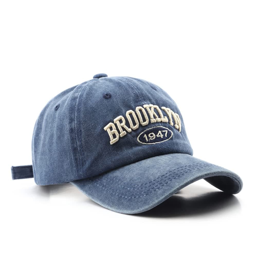 Brooklyn Hat Vintage Brooklyn 1947 Dad Hat Washed Cotton Unstructured Baseball Cap for Men & Women