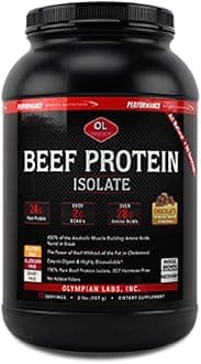 Beef Protein Isolate Powder, 24g Protein, BST Free, 2 Grams BCAA's, Muscle Building Amino Acids, 32 Ounces, Flavored with Real Chocolate