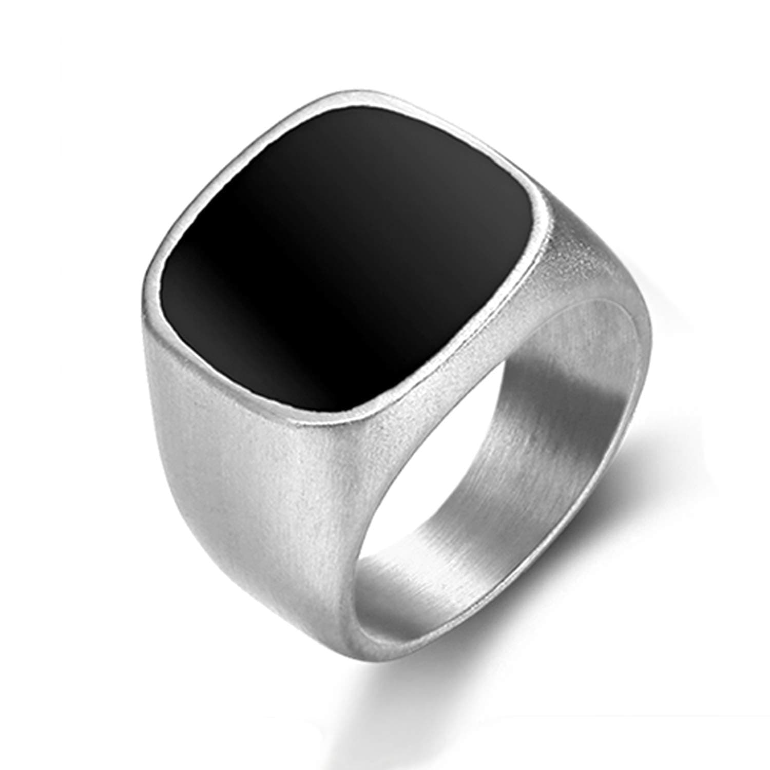 Mens Rings Stainless Steel Square Signet Rings for Men,Pinky Thumb Ring for Dad Father Jewelry Gift for Him,Men's Ring for Biker