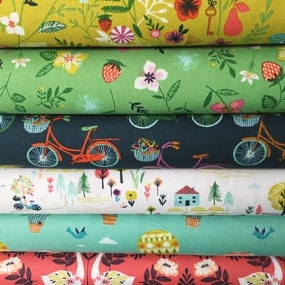 COUNTRYSIDE FABRIC - Windmills Bikes Floral - Bundle - DASHFB32 - 6 Fat Quarters 100% Cotton