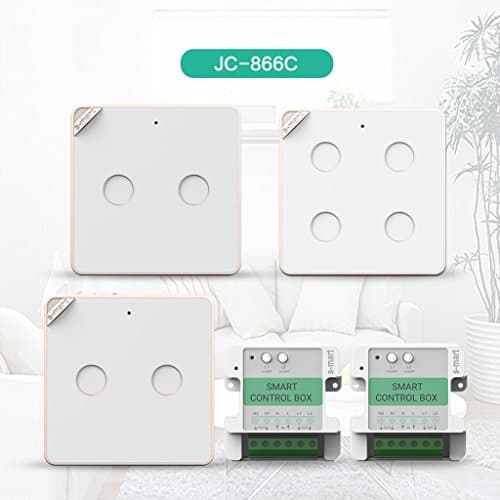 JIANCHANG smart Wireless Remote Light Switch & Receiver diy set JC-866C control four channels lights or devices,control panel and base with magnetic design easy to separate and adsorb,No Wire No WiFi