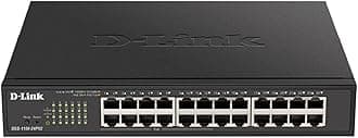 DGS-1100-24PV2 - 24-Port Gigabit PoE Smart Managed Switch with 12 PoE Ports, 100W PoE power budget, 802.3af/at, VLAN support, layer 2 features, QoS, 802.3az EEE, Fanless, Black
