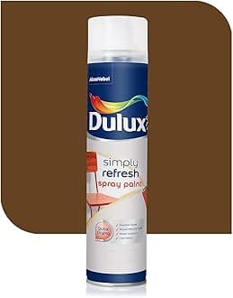 - Dulux Simply Refresh Spray Paint | DIY, Quick Drying Gloss Finish for Metal, Wooden Furniture, Plastic, Walls, Cars & Bikes – 400ML (Dark_Brown)