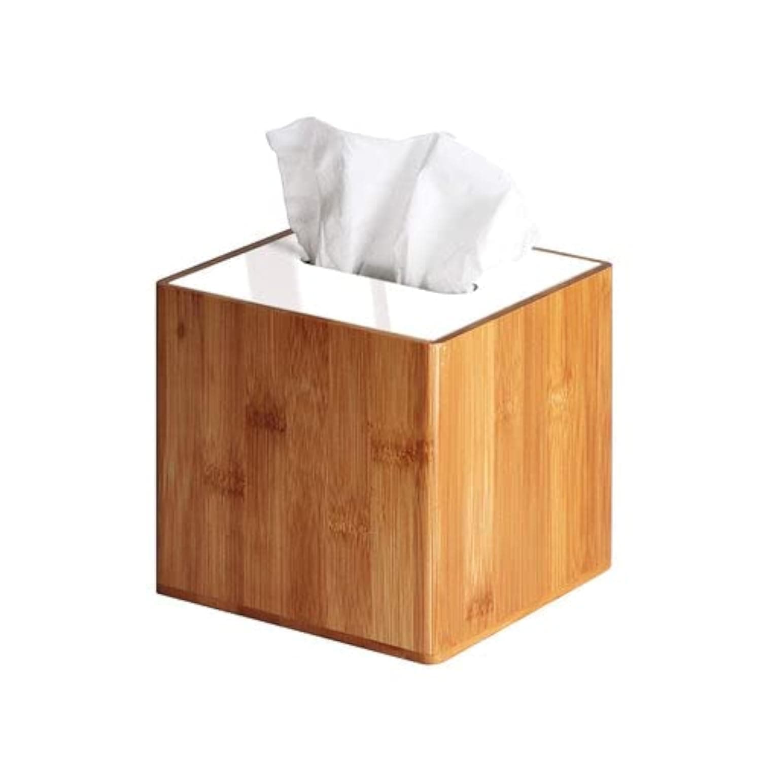 JackCubeDesign Bamboo Square Tissue Box White Acrylic Cover Holder Case Storage Case Stand Box Napkin Holder Organizer(5.83 x 5.83 x 5.67 inches)-:MK340A