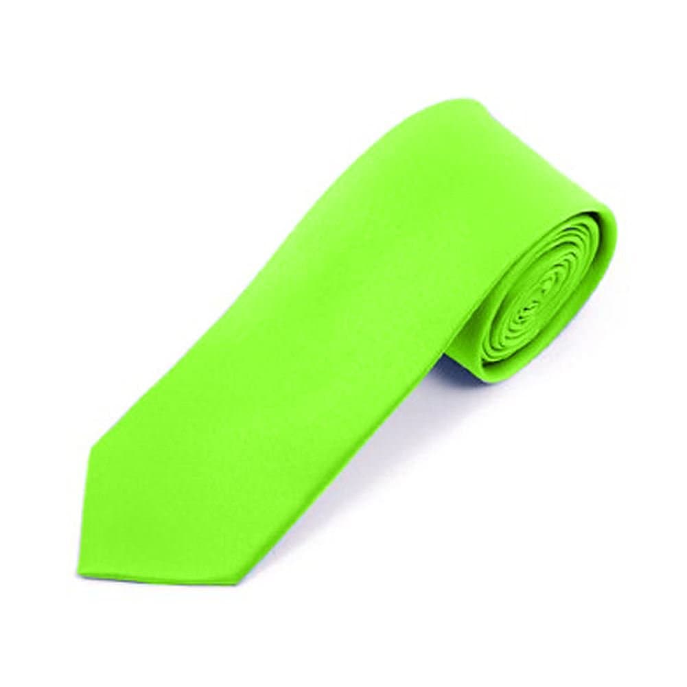 Solid Color Mens Skinny 2" Tie - Lime Green