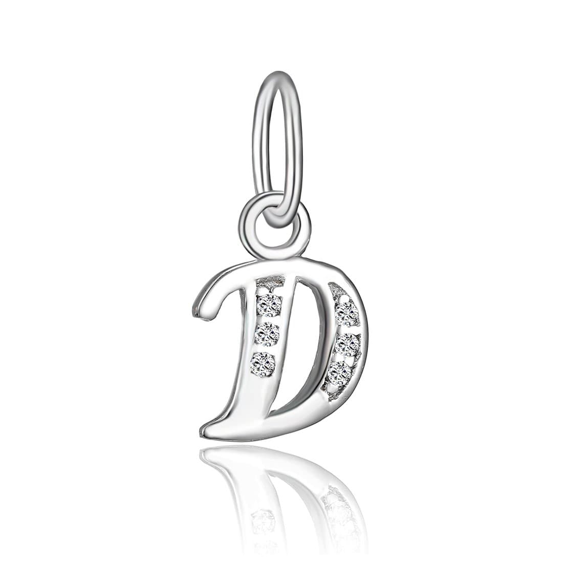 BORUO 925 Sterling Silver Cubic Zirconia A-Z Initial Letters Alphabet Dangling charms Pendant