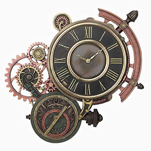 XoticBrands Steampunk Astrolabe Wall Clock - Home Accent - Cold Cast Bronze Sculpture