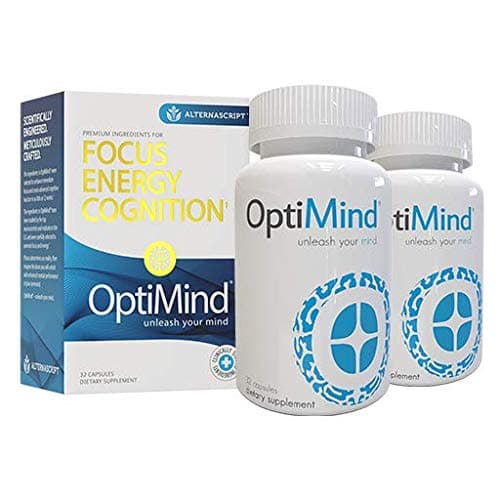 OptiMind by Alternascript, Nootropic Brain Booster Supplement, Enhance Focus and Energy, 2-Pack, 32 Ct Each