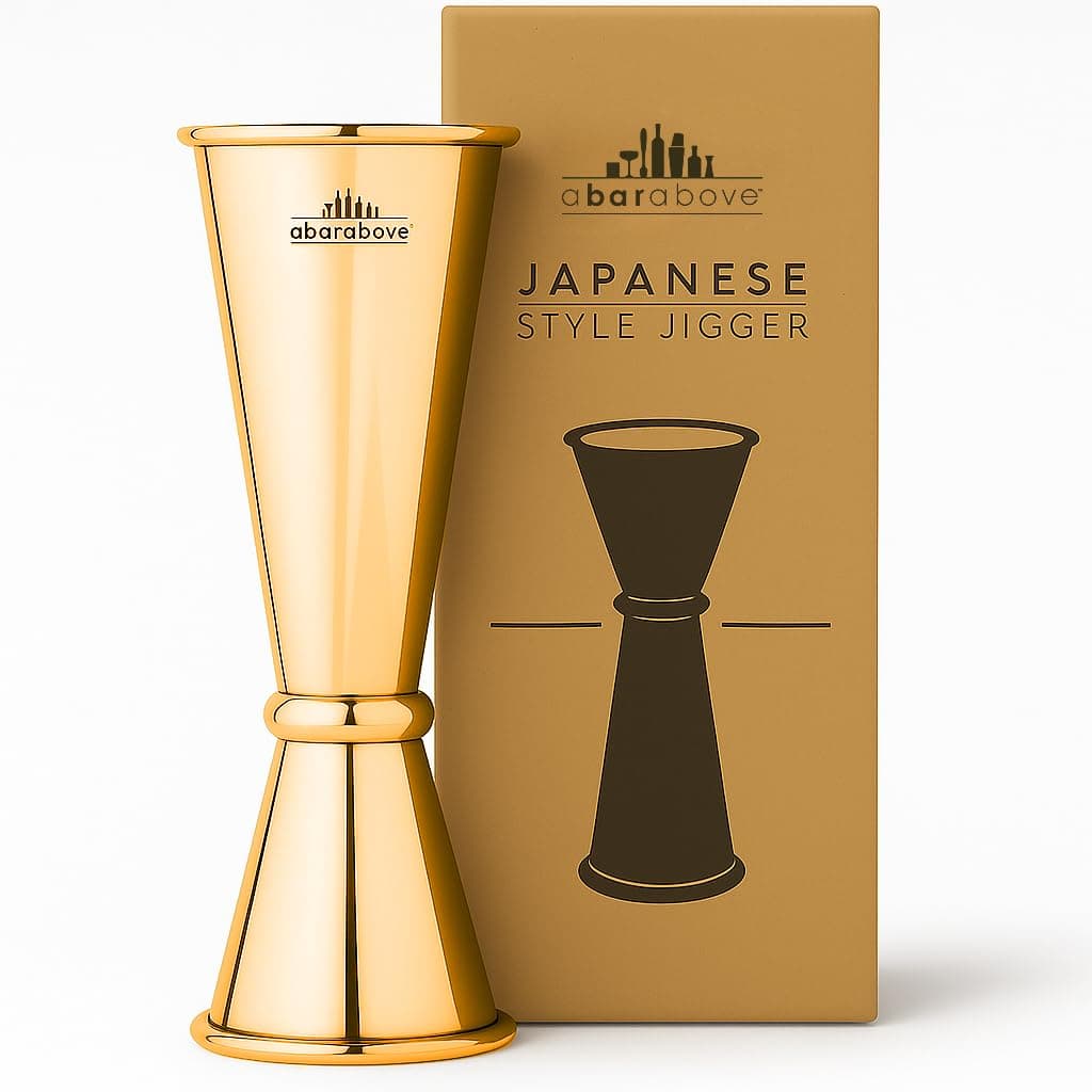 A Bar Above Premium Japanese Jigger, With 8 Measurements Inside, Professional and Heavy Duty, 304 Stainless Steel Cocktail Double Jigger for Bartending, 1 Pack, Gold